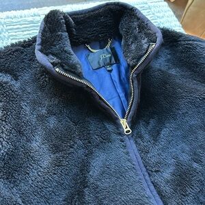 J. Crew Black Fleece faux fur Long tunic Jacket
